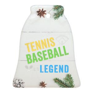 Tennis Baseball Legend, Funny Tennis Baseball Lovers Ceramic Bell Ornament