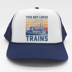 This Boy Loves Trains Trains Lovers Trucker Hat