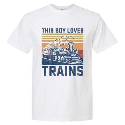 This Boy Loves Trains Trains Lovers Garment-Dyed Heavyweight T-Shirt