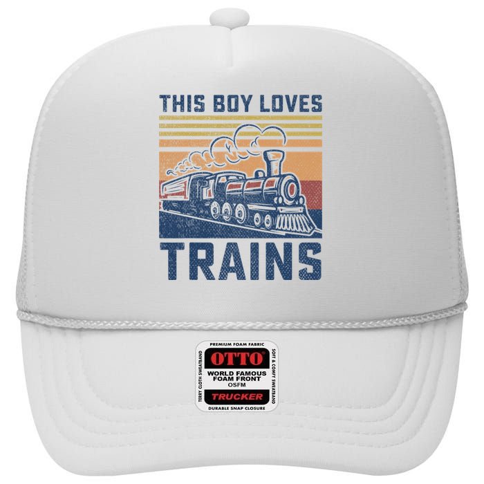 This Boy Loves Trains Trains Lovers High Crown Mesh Back Trucker Hat