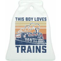 This Boy Loves Trains Trains Lovers Ceramic Bell Ornament