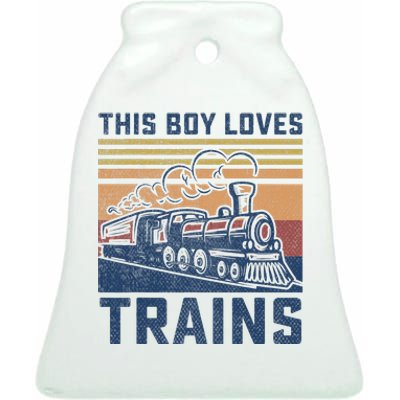 This Boy Loves Trains Trains Lovers Ceramic Bell Ornament