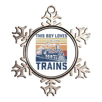 This Boy Loves Trains Trains Lovers Metallic Star Ornament