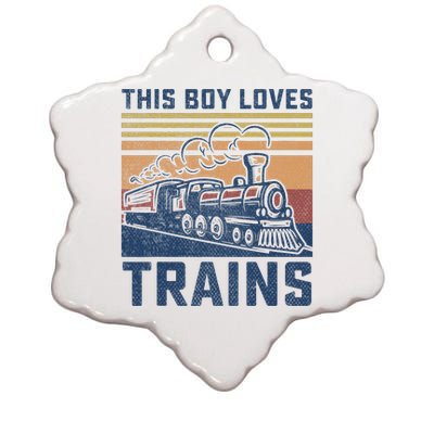 This Boy Loves Trains Trains Lovers Ceramic Star Ornament