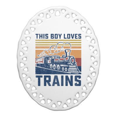 This Boy Loves Trains Trains Lovers Ceramic Oval Ornament