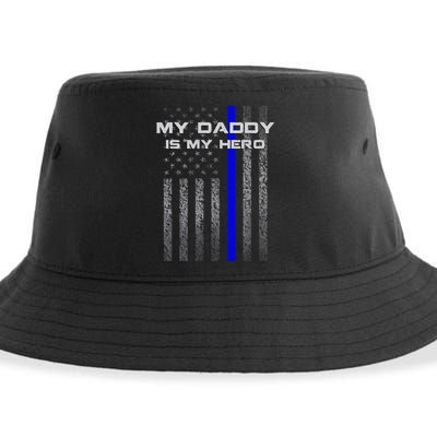 Thine Blue Line Flag My Daddy My Hero Police Son or Daughter Sustainable Bucket Hat