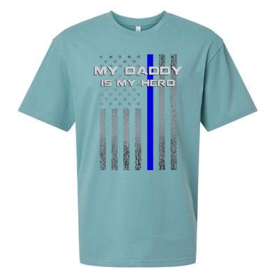 Thine Blue Line Flag My Daddy My Hero Police Son or Daughter Sueded Cloud Jersey T-Shirt