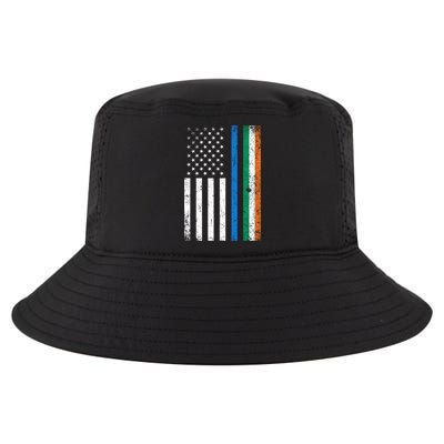 Thin Blue Line Irish American Flag Police Officer Gift Cool Comfort Performance Bucket Hat