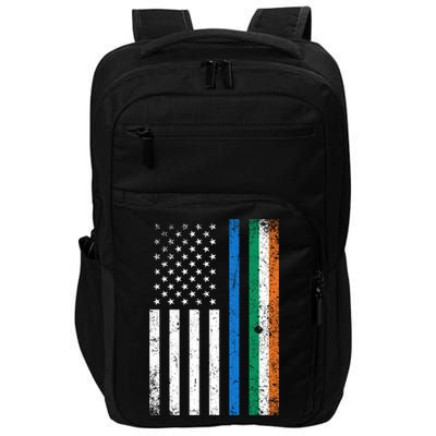 Thin Blue Line Irish American Flag Police Officer Gift Impact Tech Backpack