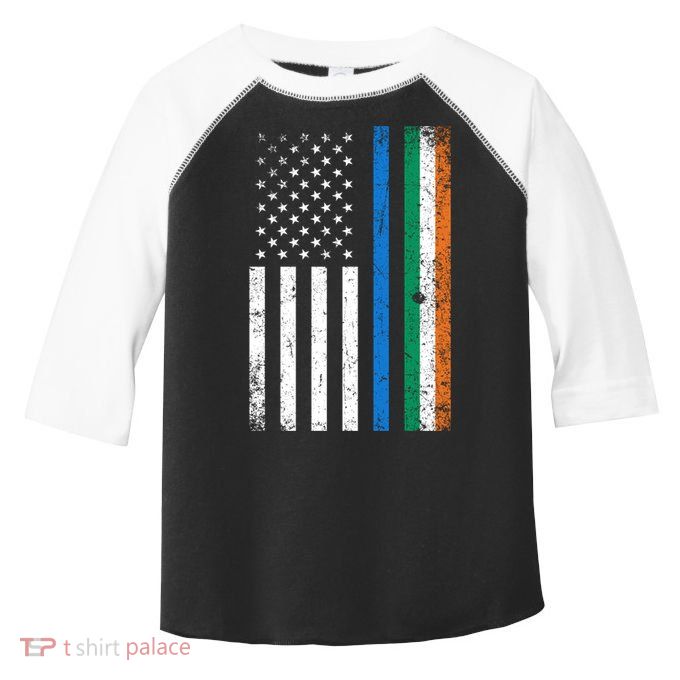 Thin Blue Line Irish American Flag Police Officer Gift Toddler Fine Jersey T-Shirt