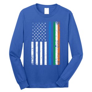 Thin Blue Line Irish American Flag Police Officer Gift Long Sleeve Shirt