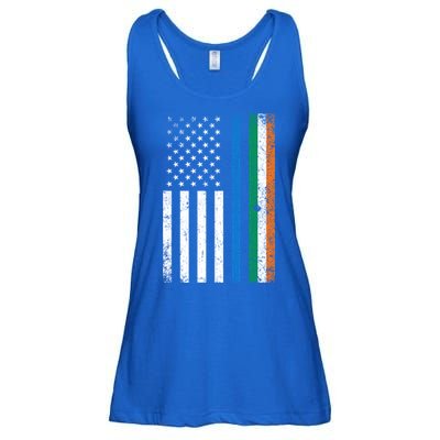 Thin Blue Line Irish American Flag Police Officer Gift Ladies Essential Flowy Tank