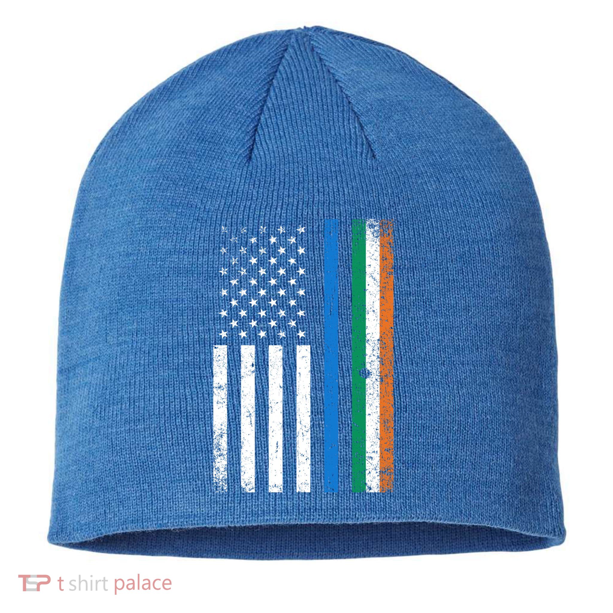 Thin Blue Line Irish American Flag Police Officer Gift Sustainable Beanie