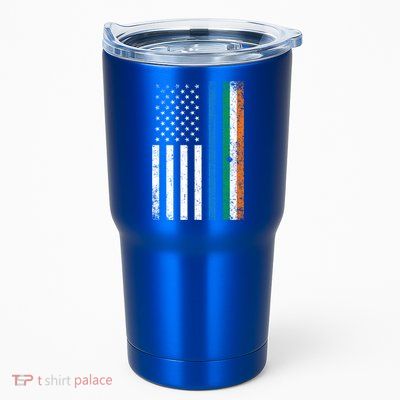 Thin Blue Line Irish American Flag Police Officer Gift Tumbler