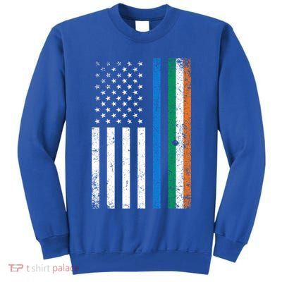 Thin Blue Line Irish American Flag Police Officer Gift Tall Sweatshirt