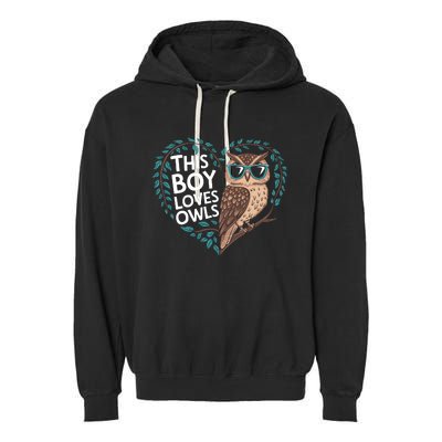 This Boy Loves Owls Cute Owl Valentines Day Garment-Dyed Fleece Hoodie