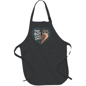 This Boy Loves Owls Cute Owl Valentines Day Full-Length Apron With Pockets