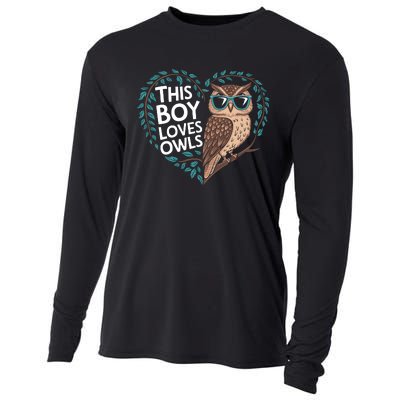 This Boy Loves Owls Cute Owl Valentines Day Cooling Performance Long Sleeve Crew