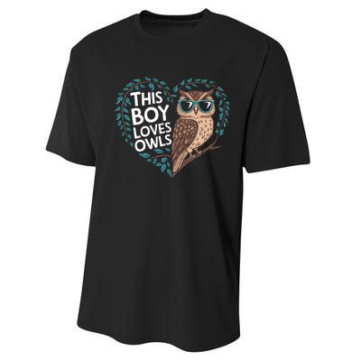 This Boy Loves Owls Cute Owl Valentines Day Performance Sprint T-Shirt