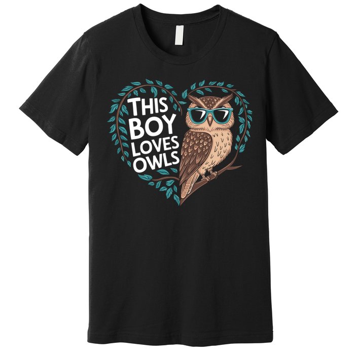 This Boy Loves Owls Cute Owl Valentines Day Premium T-Shirt