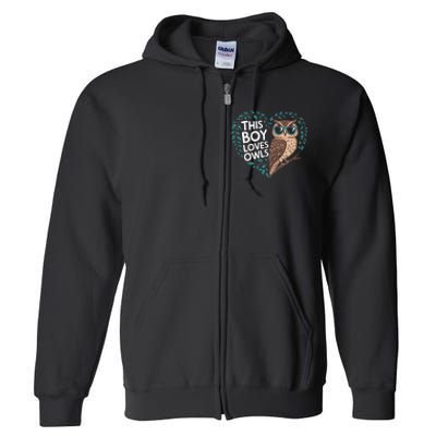 This Boy Loves Owls Cute Owl Valentines Day Full Zip Hoodie