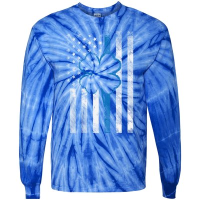 Thin Blue Line Le Cop Police Irish Us Flag St Patricks Day Gift Tie-Dye Long Sleeve Shirt