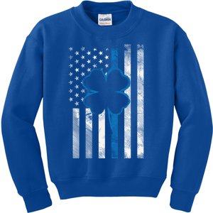 Thin Blue Line Le Cop Police Irish Us Flag St Patricks Day Gift Kids Sweatshirt