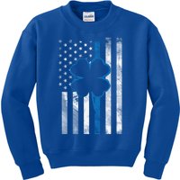 Thin Blue Line Le Cop Police Irish Us Flag St Patricks Day Gift Kids Sweatshirt