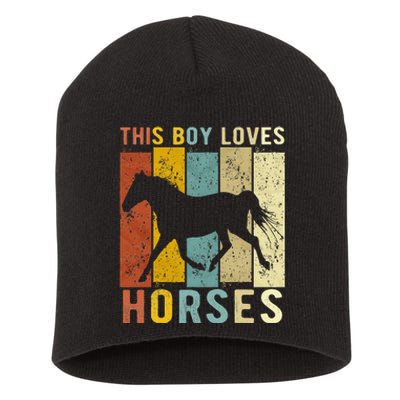 This Boy Loves Horses Boy Horse Short Acrylic Beanie