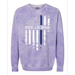 Thin Blue Line Proud Dad Police Family Colorblast Crewneck Sweatshirt