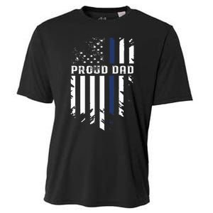 Thin Blue Line Proud Dad Police Family Cooling Performance Crew T-Shirt