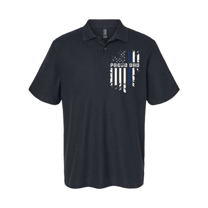 Thin Blue Line Proud Dad Police Family Softstyle Adult Sport Polo