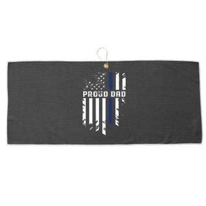 Thin Blue Line Proud Dad Police Family Large Microfiber Waffle Golf Towel