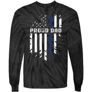 Thin Blue Line Proud Dad Police Family Tie-Dye Long Sleeve Shirt