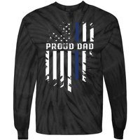 Thin Blue Line Proud Dad Police Family Tie-Dye Long Sleeve Shirt