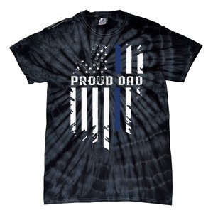 Thin Blue Line Proud Dad Police Family Tie-Dye T-Shirt