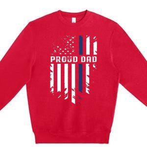 Thin Blue Line Proud Dad Police Family Premium Crewneck Sweatshirt