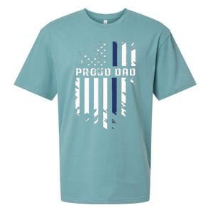 Thin Blue Line Proud Dad Police Family Sueded Cloud Jersey T-Shirt