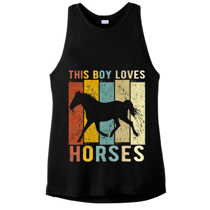 This Boy Loves Horses Horse Ladies PosiCharge Tri-Blend Wicking Tank