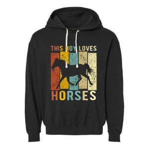 This Boy Loves Horses Horse Garment-Dyed Fleece Hoodie