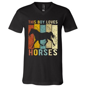 This Boy Loves Horses Horse V-Neck T-Shirt