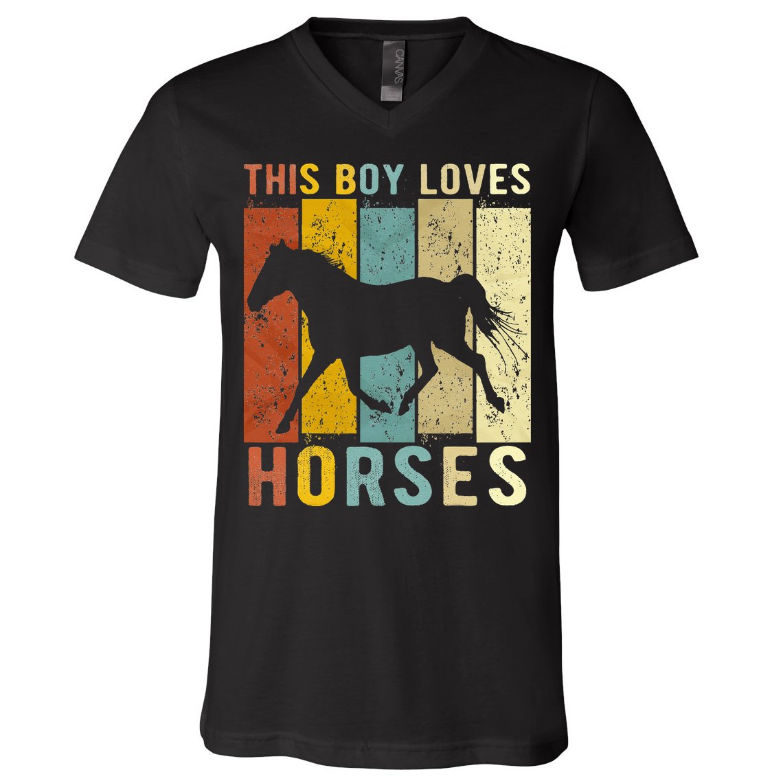 This Boy Loves Horses Horse V-Neck T-Shirt