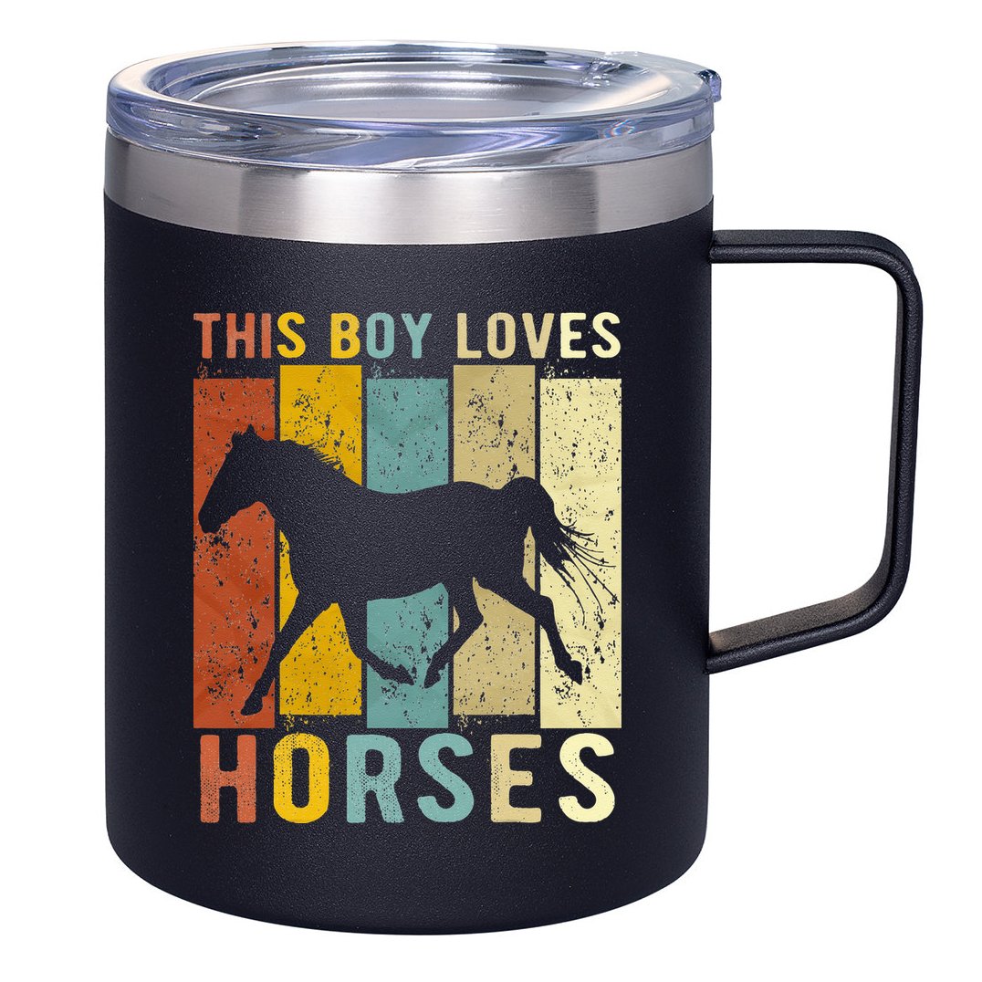 This Boy Loves Horses Horse 12oz Stainless Steel Coffee Mug
