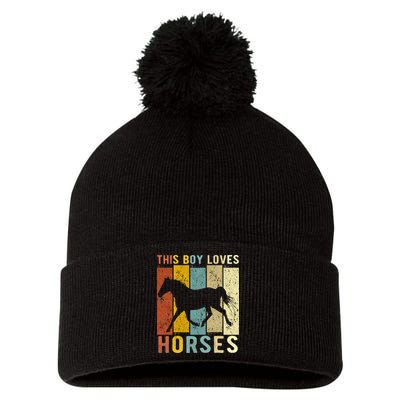 This Boy Loves Horses Horse Pom Pom 12in Knit Beanie