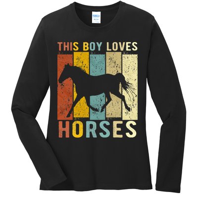 This Boy Loves Horses Horse Ladies Long Sleeve Shirt
