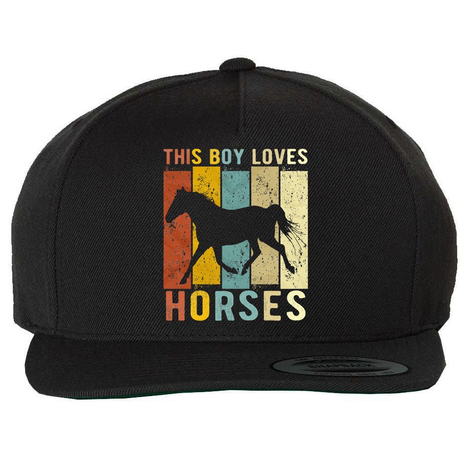 This Boy Loves Horses Horse Wool Snapback Cap