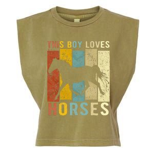 This Boy Loves Horses Horse Garment-Dyed Women's Muscle Tee