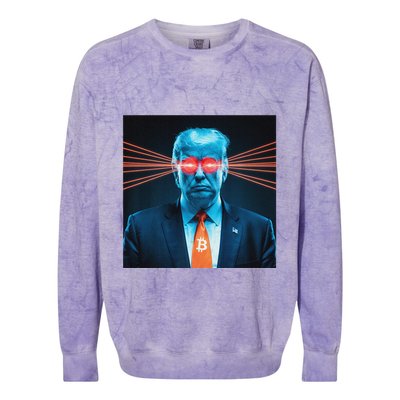 Trump Bitcoin Laser Eyes Crypto Fan Cryptocurrency Investor Colorblast Crewneck Sweatshirt