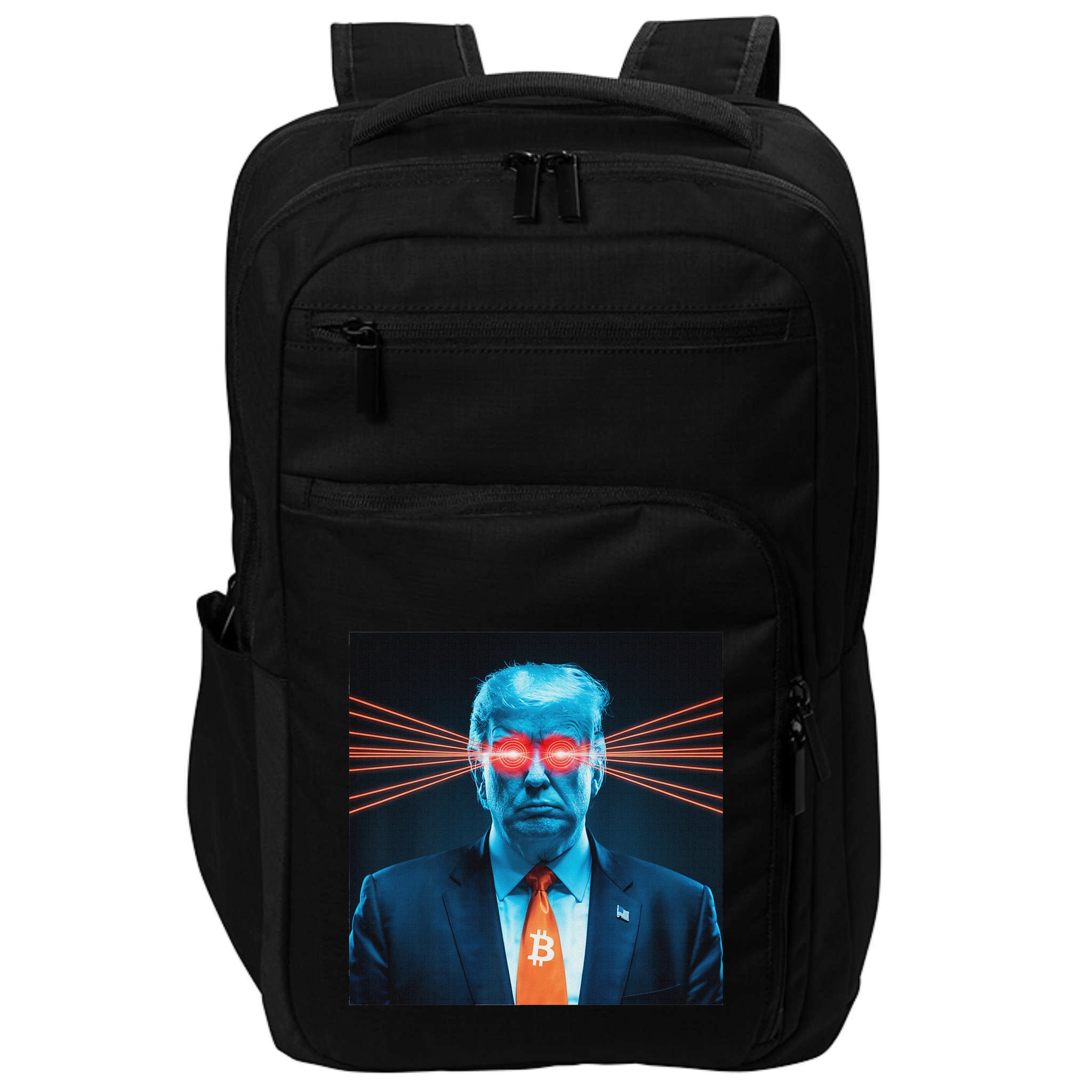 Trump Bitcoin Laser Eyes Crypto Fan Cryptocurrency Investor Impact Tech Backpack