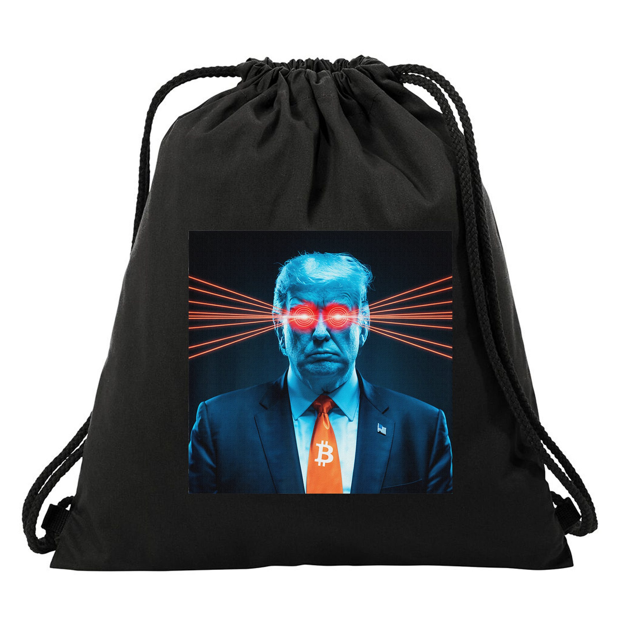 Trump Bitcoin Laser Eyes Crypto Fan Cryptocurrency Investor Drawstring Bag